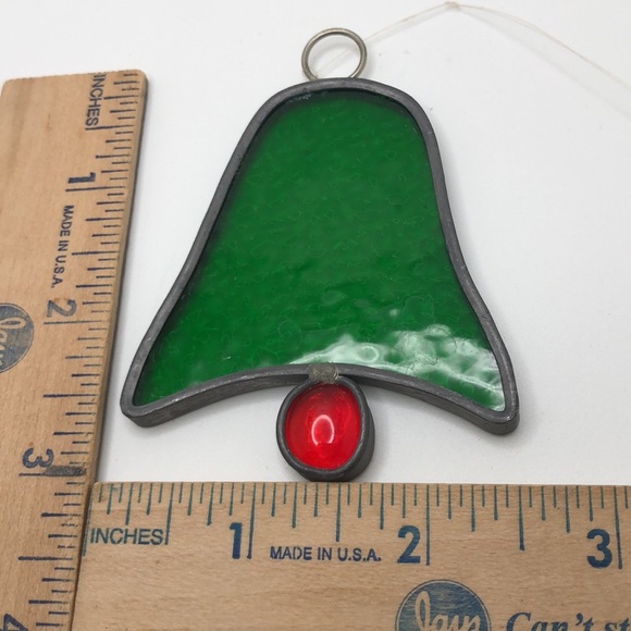 Jingle Bell Sun Catcher Stained Glass Handcrafted VTG - Picture 3 of 4